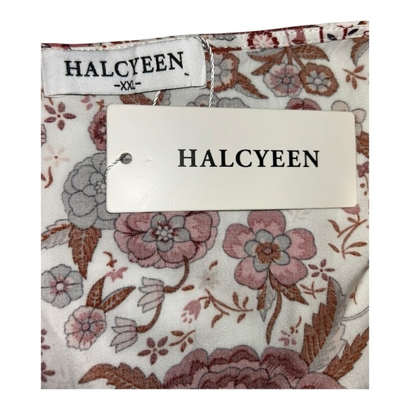 HALCYEEN Elegant Boho Maxi Dress with Flowing Silhouette White/ red flowers XXL - Picture 12 of 14